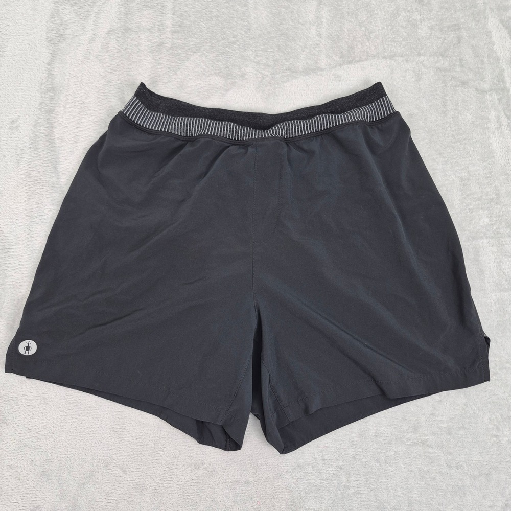 Smartwool Intraknit Merino Sport Mens S Black Running Shorts Zipper Pocket 5" I